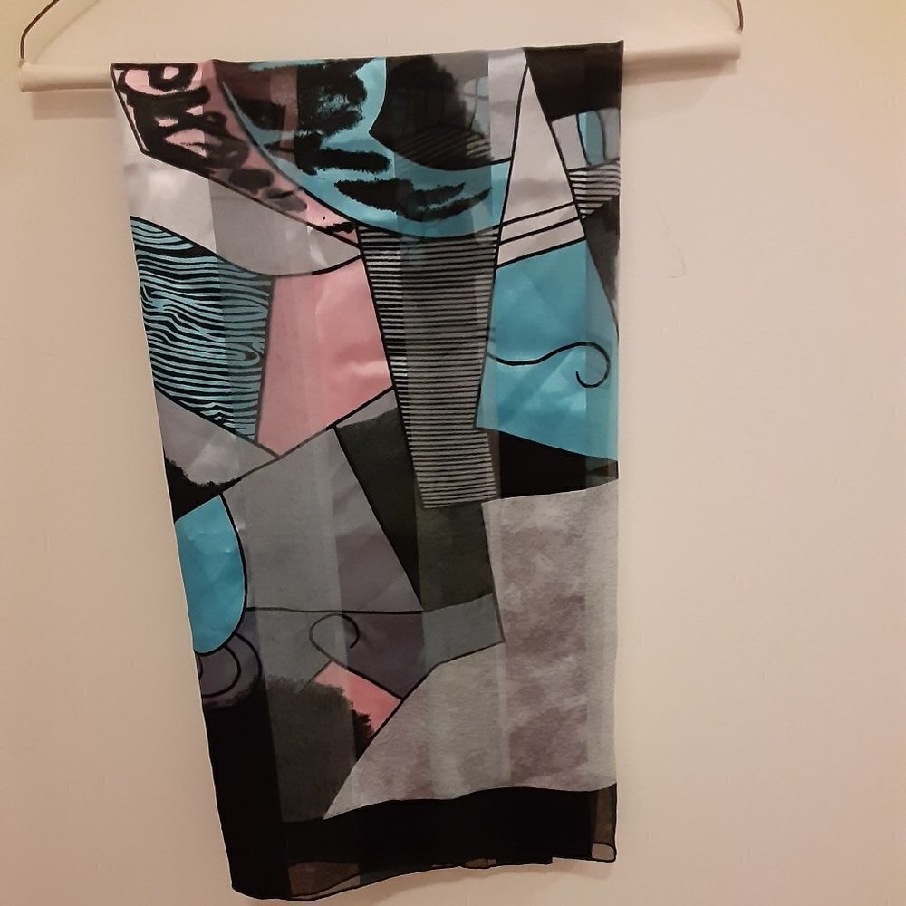 Blue/Pink/Black/Grey Scarf. - Picture 1 of 4